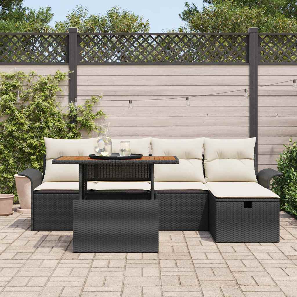Set Divano da Giardino 6 pcs Nero polyrattan - immagine 3