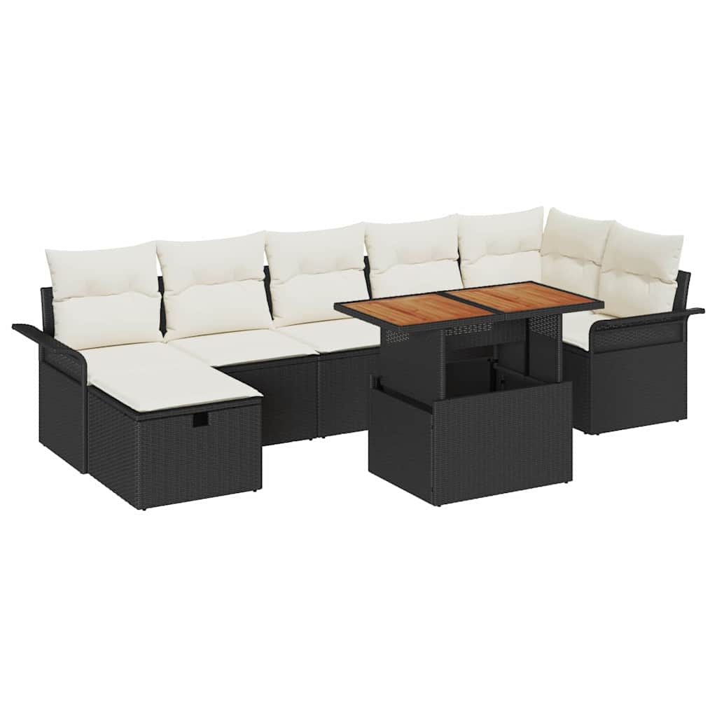 Set Divano da Giardino 8 pcs Nero polyrattan - immagine 2