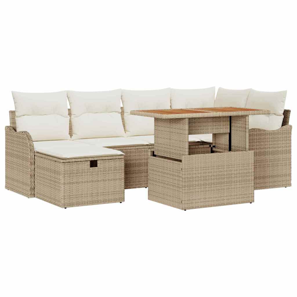 Set Divano da Giardino 7 pcs Beige polyrattan - immagine 2