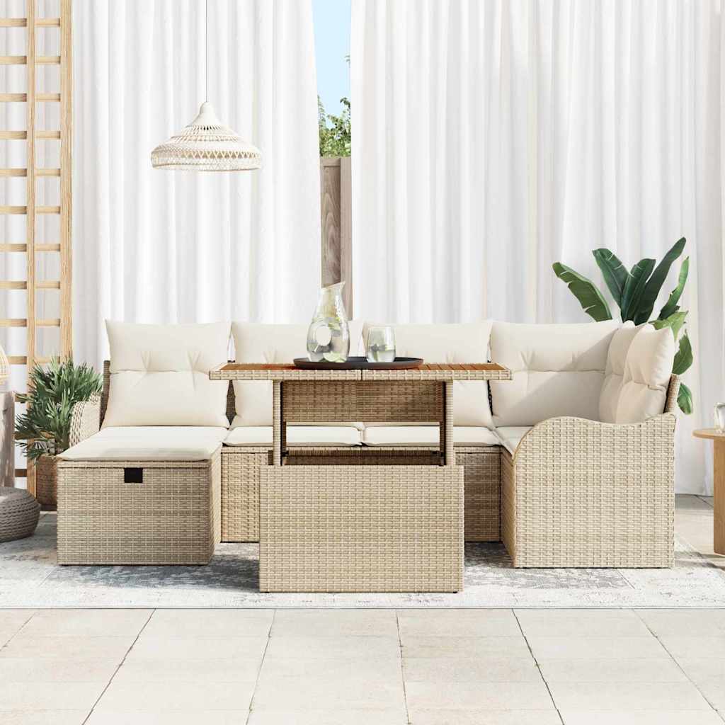 Set Divano da Giardino 7 pcs Beige polyrattan - immagine 3