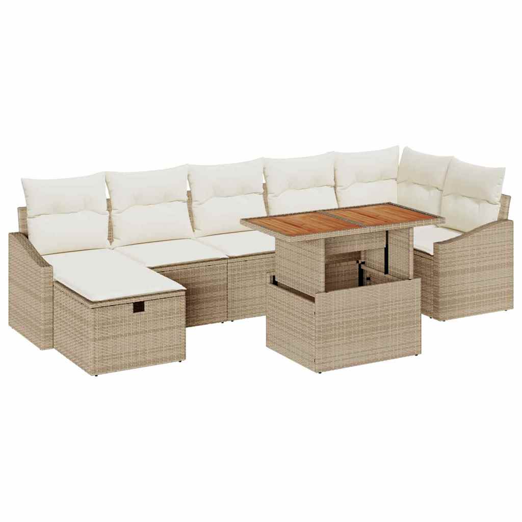 Set Divano da Giardino 8 pcs Beige polyrattan - immagine 2