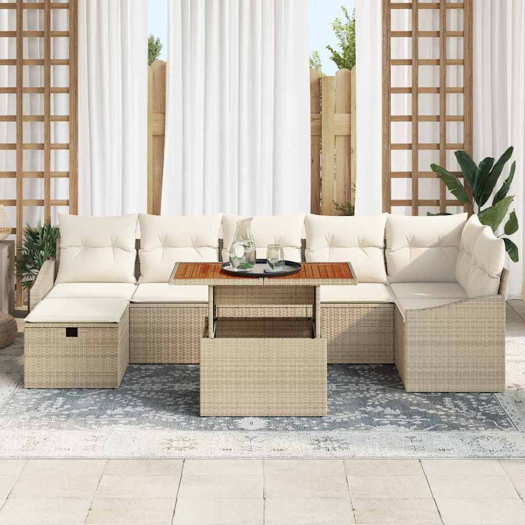Set Divano da Giardino 8 pcs Beige polyrattan - immagine 3