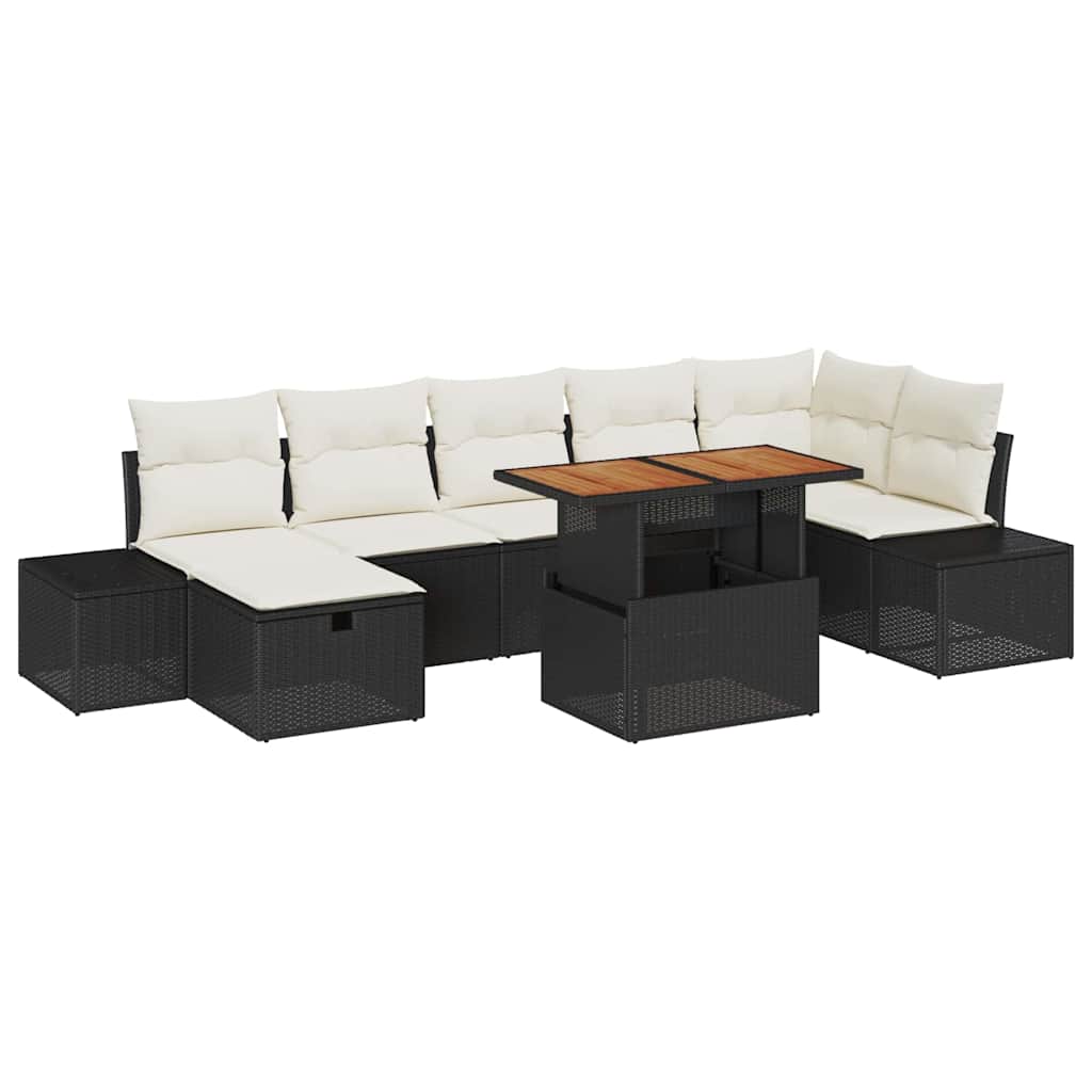 Set Divano da Giardino 8 pcs Nero polyrattan - immagine 2