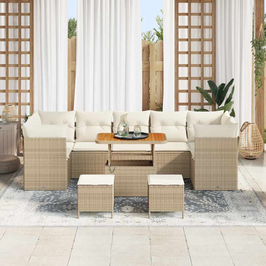 Set Divano da Giardino 10 pcs Beige polyrattan - immagine 3