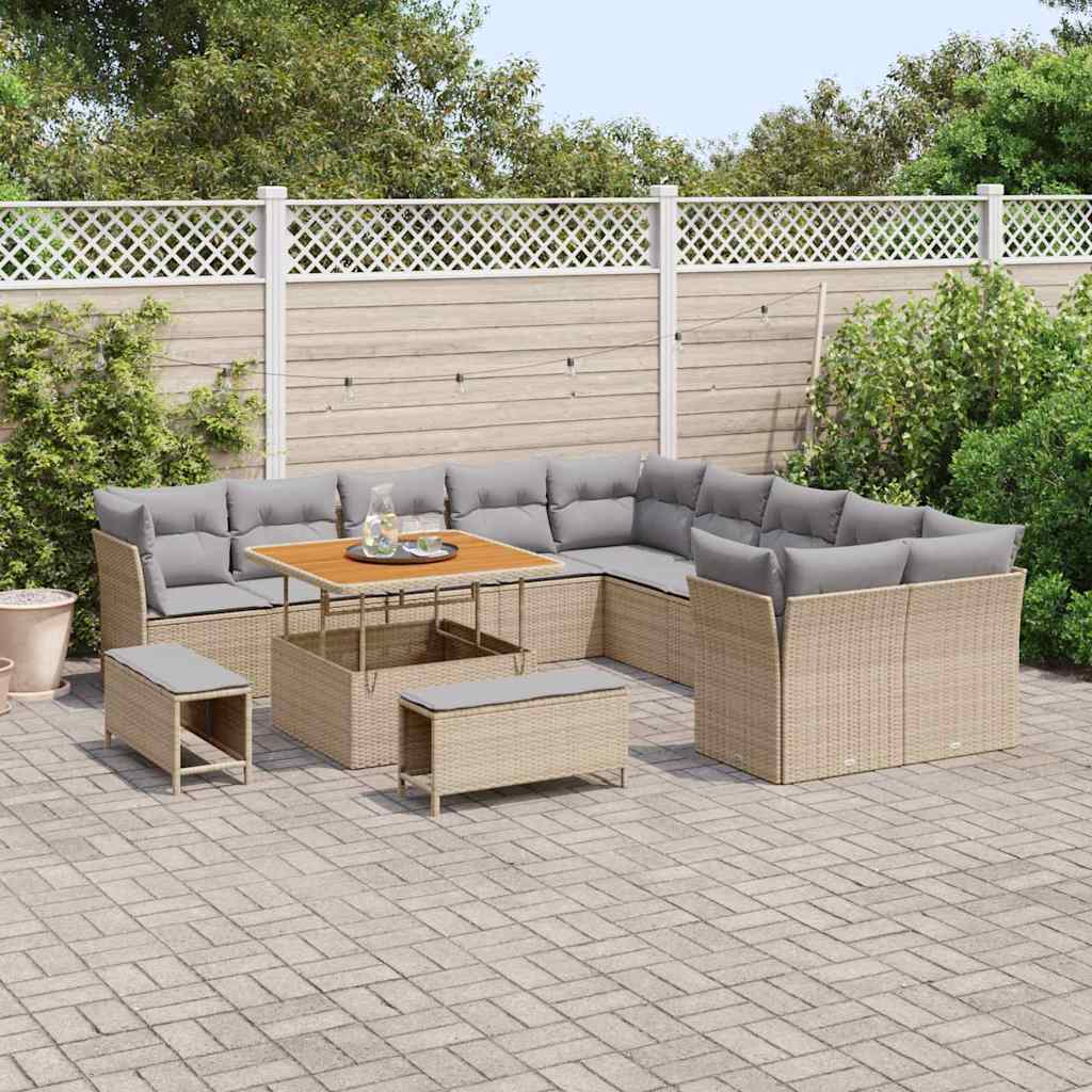 Set Divano da Giardino 13 pcs Beige polyrattan - immagine 3