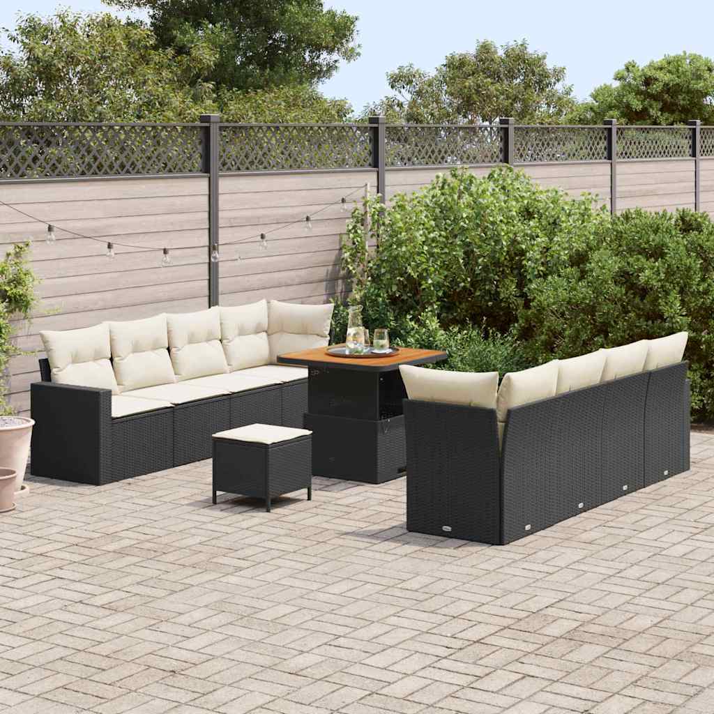 Set Divano da Giardino 11 pcs Nero polyrattan - immagine 3