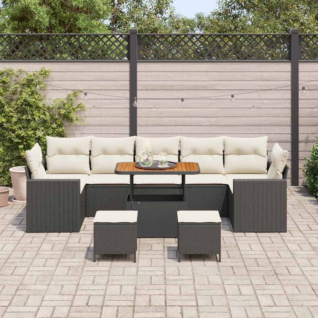 Set Divano da Giardino 10 pcs Nero polyrattan - immagine 3