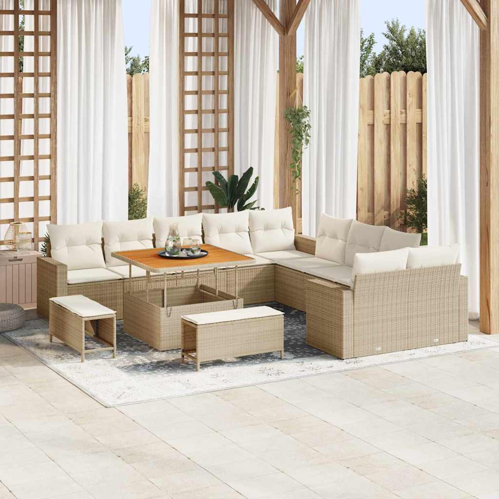 Set Divano da Giardino 13 pcs Beige polyrattan