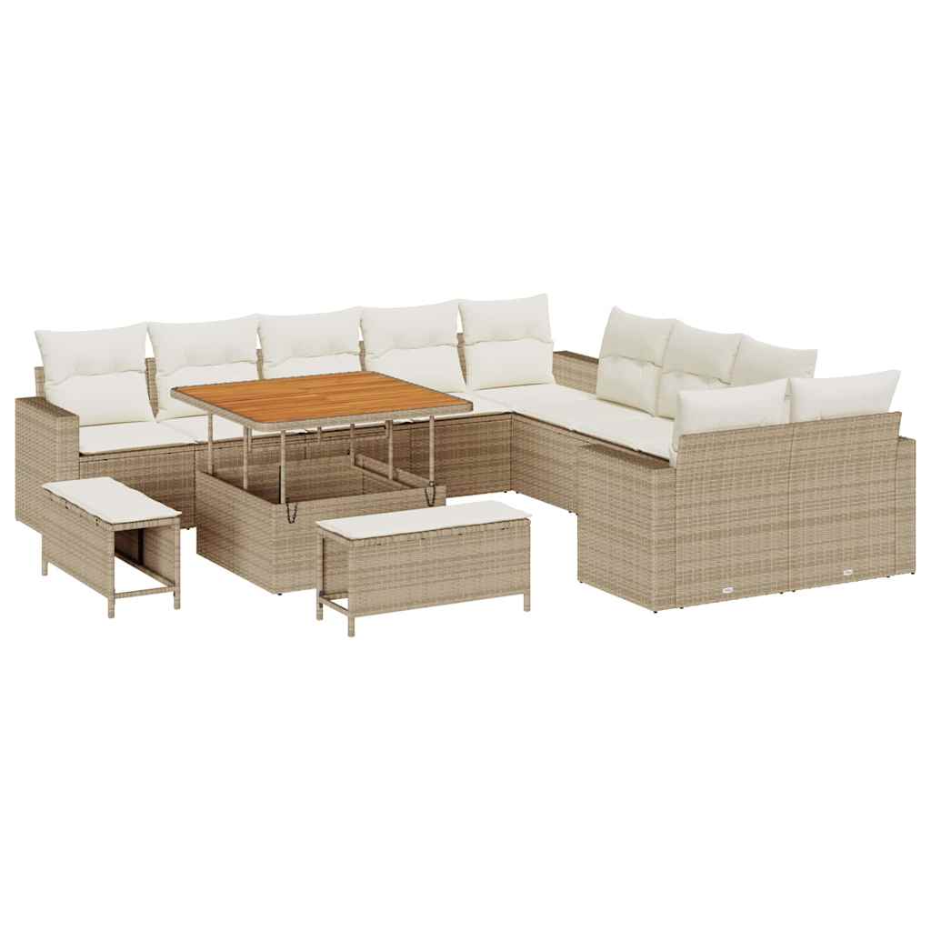 Set Divano da Giardino 13 pcs Beige polyrattan - immagine 2