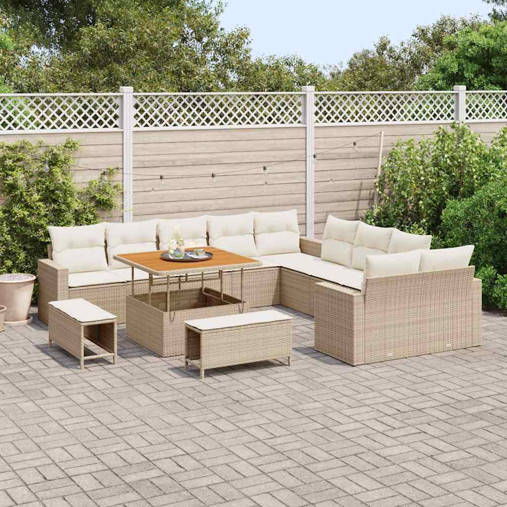Set Divano da Giardino 13 pcs Beige polyrattan - immagine 3