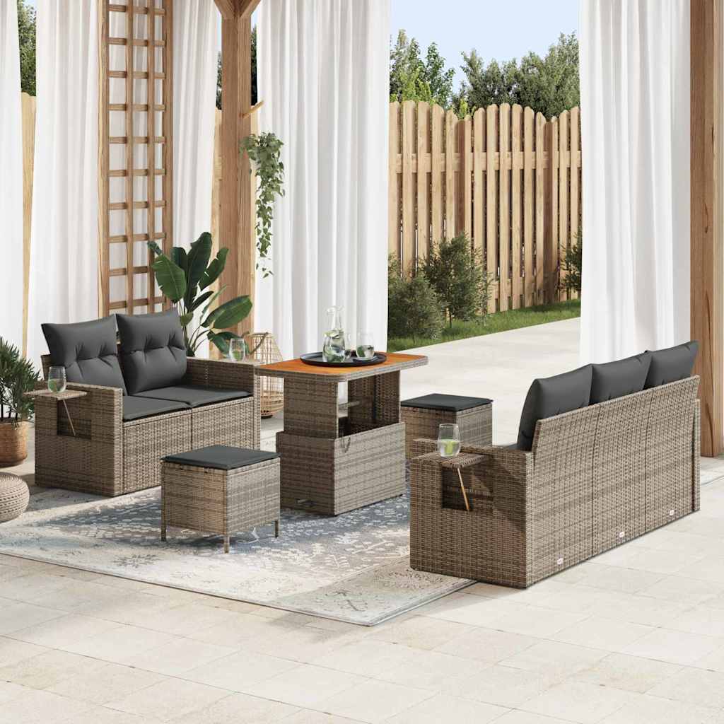 Set Divano da Giardino 8 pcs Grigio polyrattan