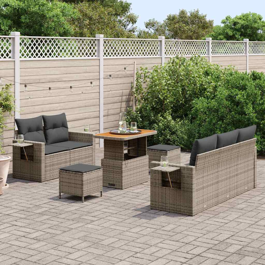 Set Divano da Giardino 8 pcs Grigio polyrattan - immagine 3