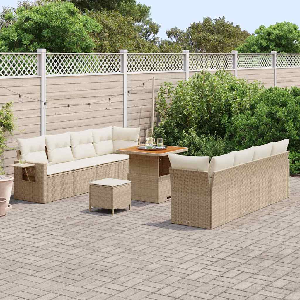 Set Divano da Giardino 11 pcs Nero Poly Rattan - immagine 3