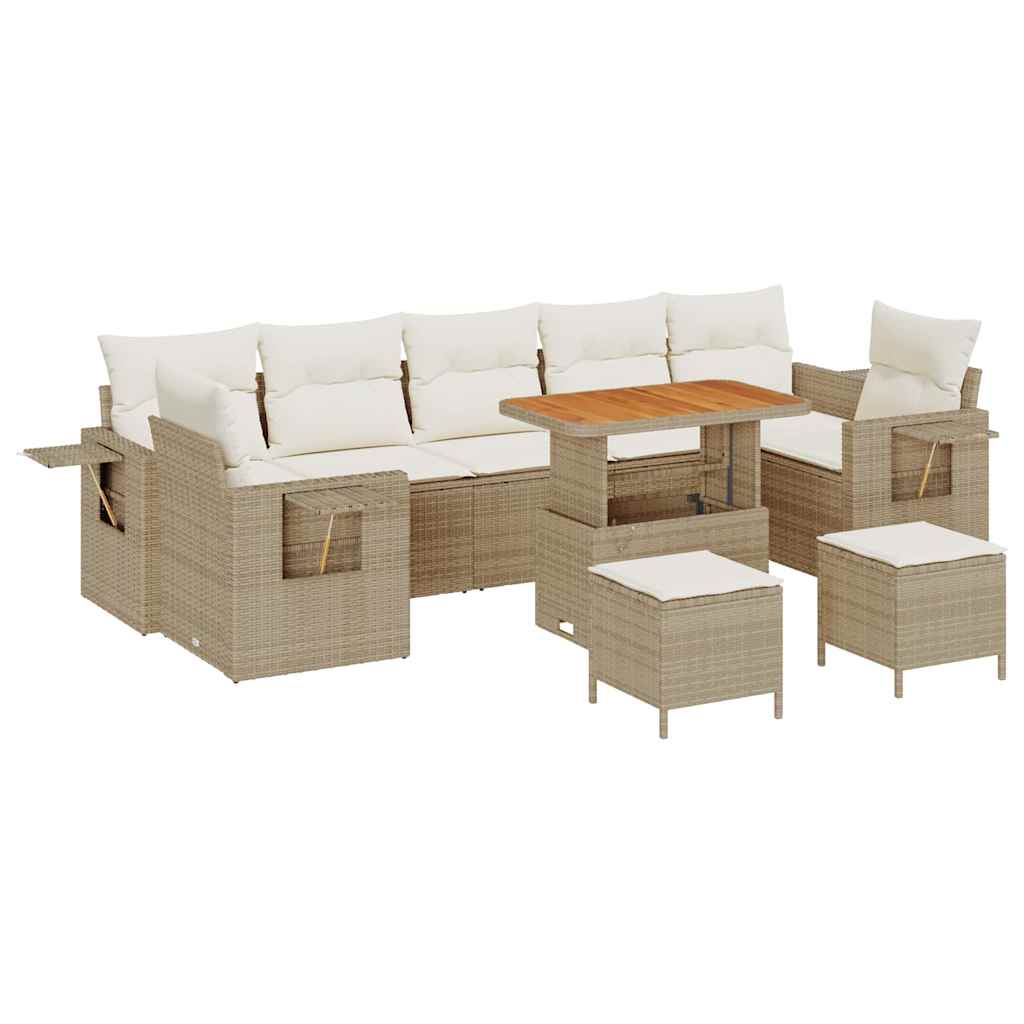Set Divano da Giardino 10 pcs Beige polyrattan - immagine 2