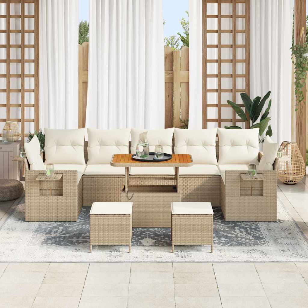 Set Divano da Giardino 10 pcs Beige polyrattan - immagine 3