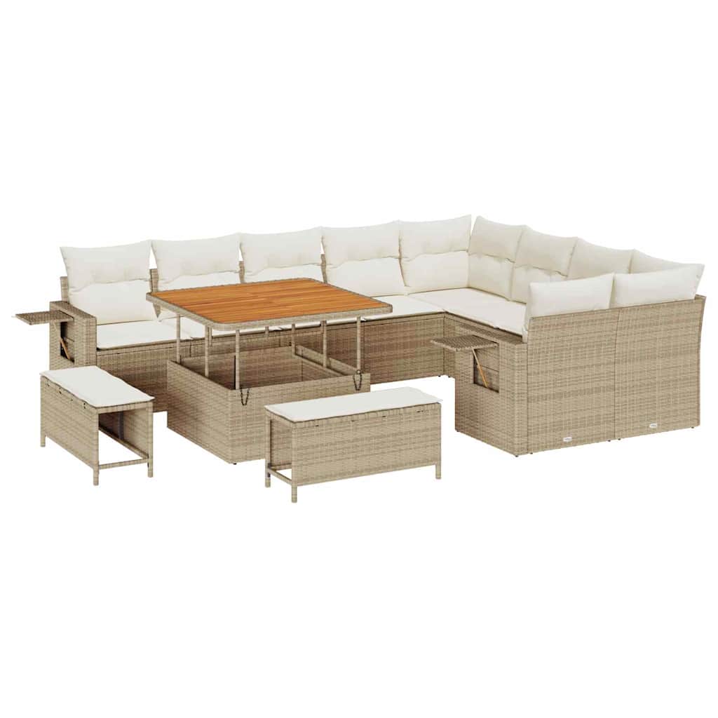 Set Divano da Giardino 12 pcs Beige polyrattan - immagine 2