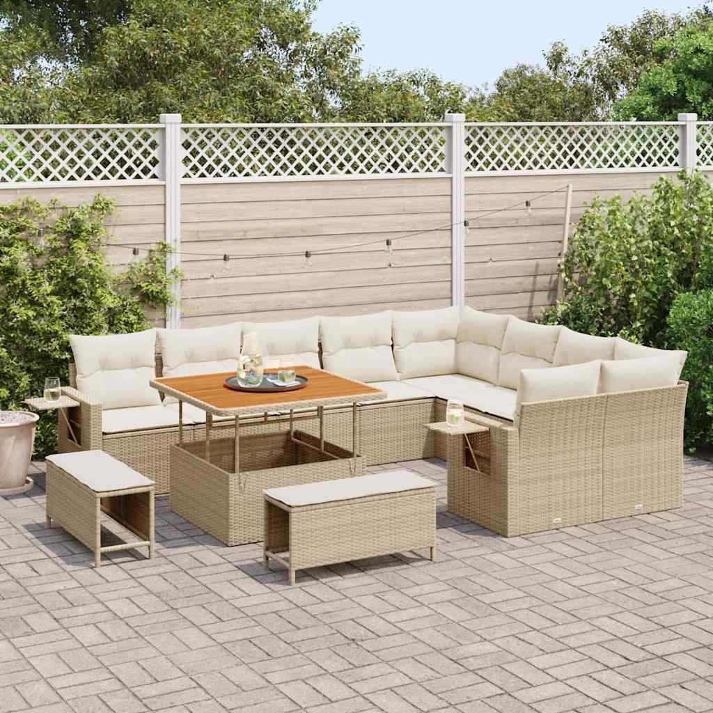 Set Divano da Giardino 12 pcs Beige polyrattan - immagine 3