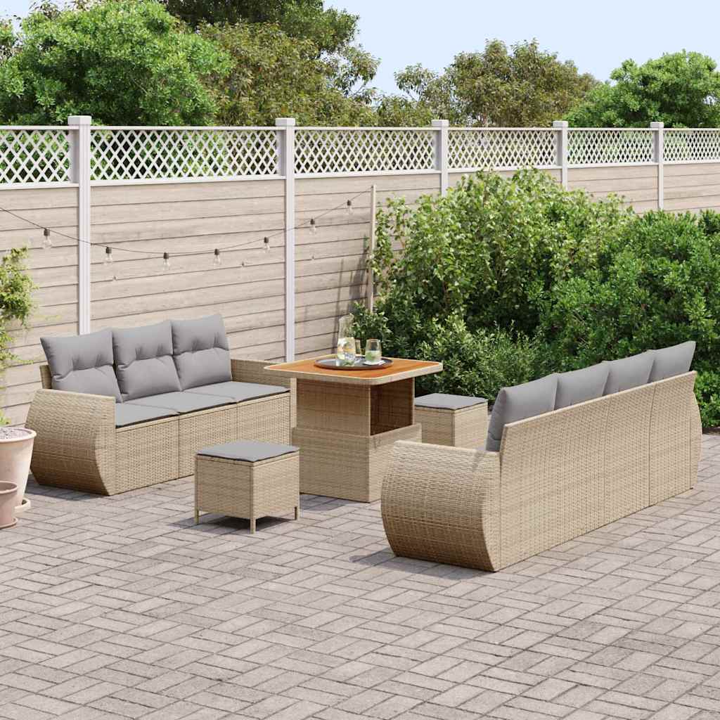 Set Divano da Giardino 10 pcs Beige polyrattan - immagine 3