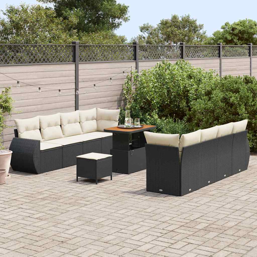 Set Divano da Giardino 11 pcs Nero polyrattan - immagine 3