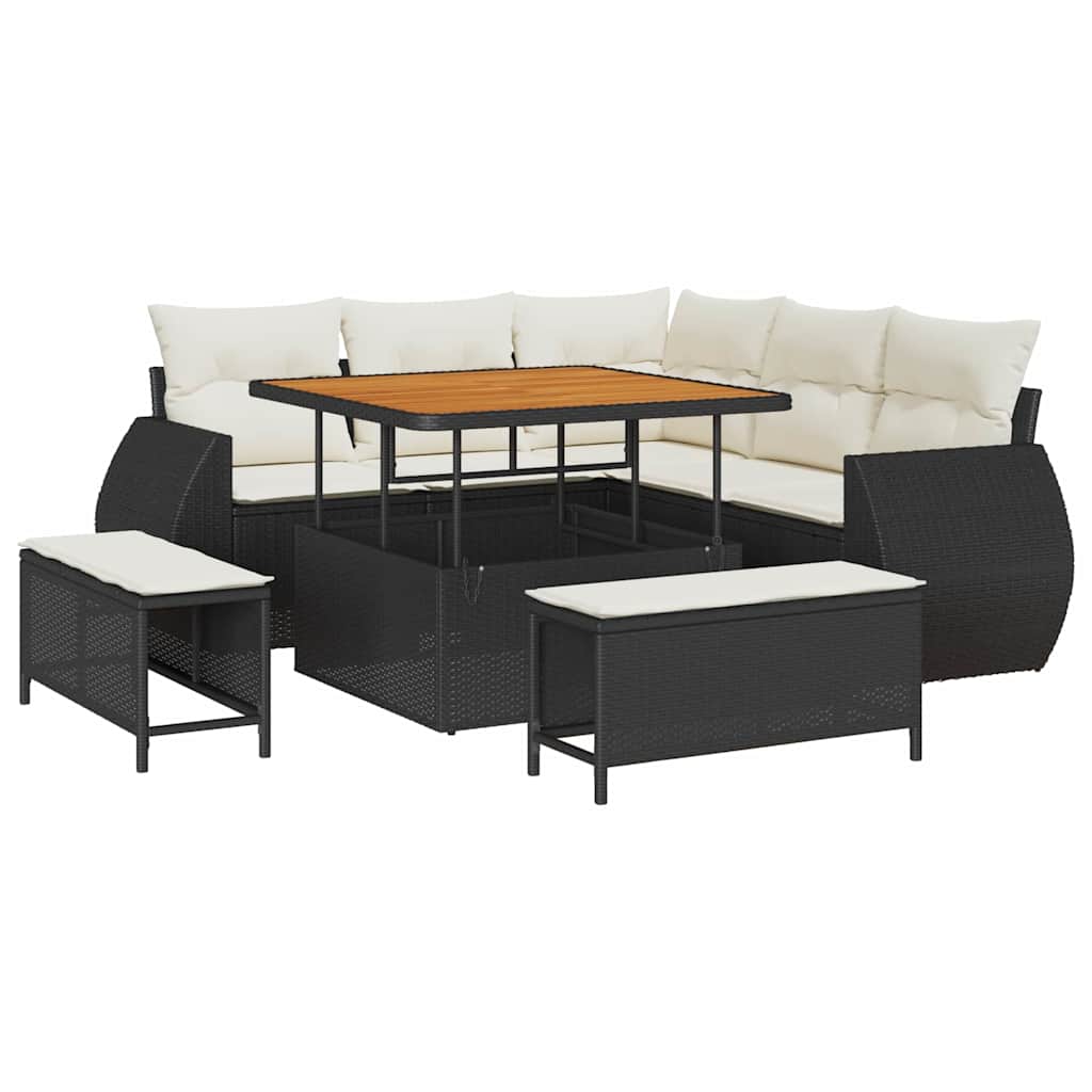 Set Divano da Giardino 8 pcs Nero polyrattan - immagine 2