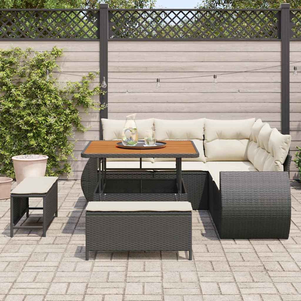 Set Divano da Giardino 8 pcs Nero polyrattan - immagine 3
