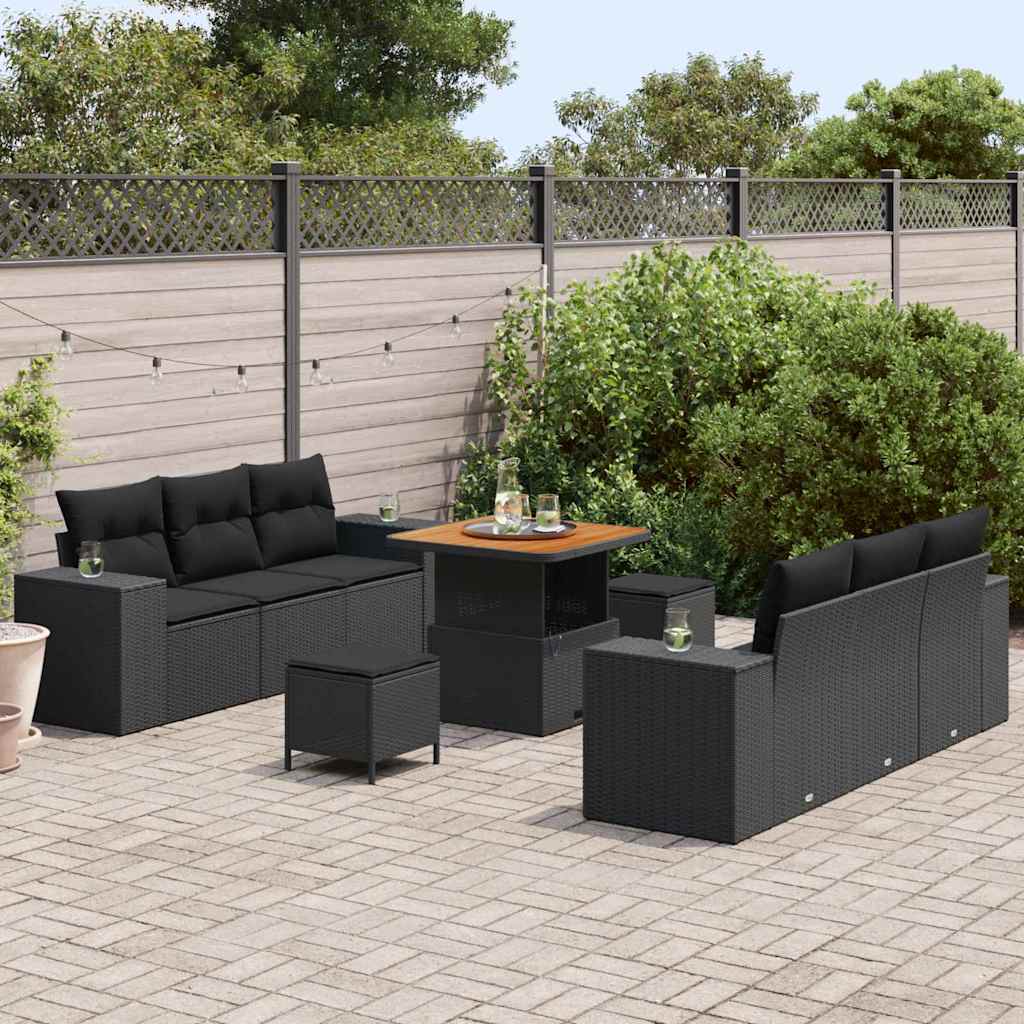 Set Divano da Giardino con archiviazione 9 pcs Nero Poly Rattan - immagine 3