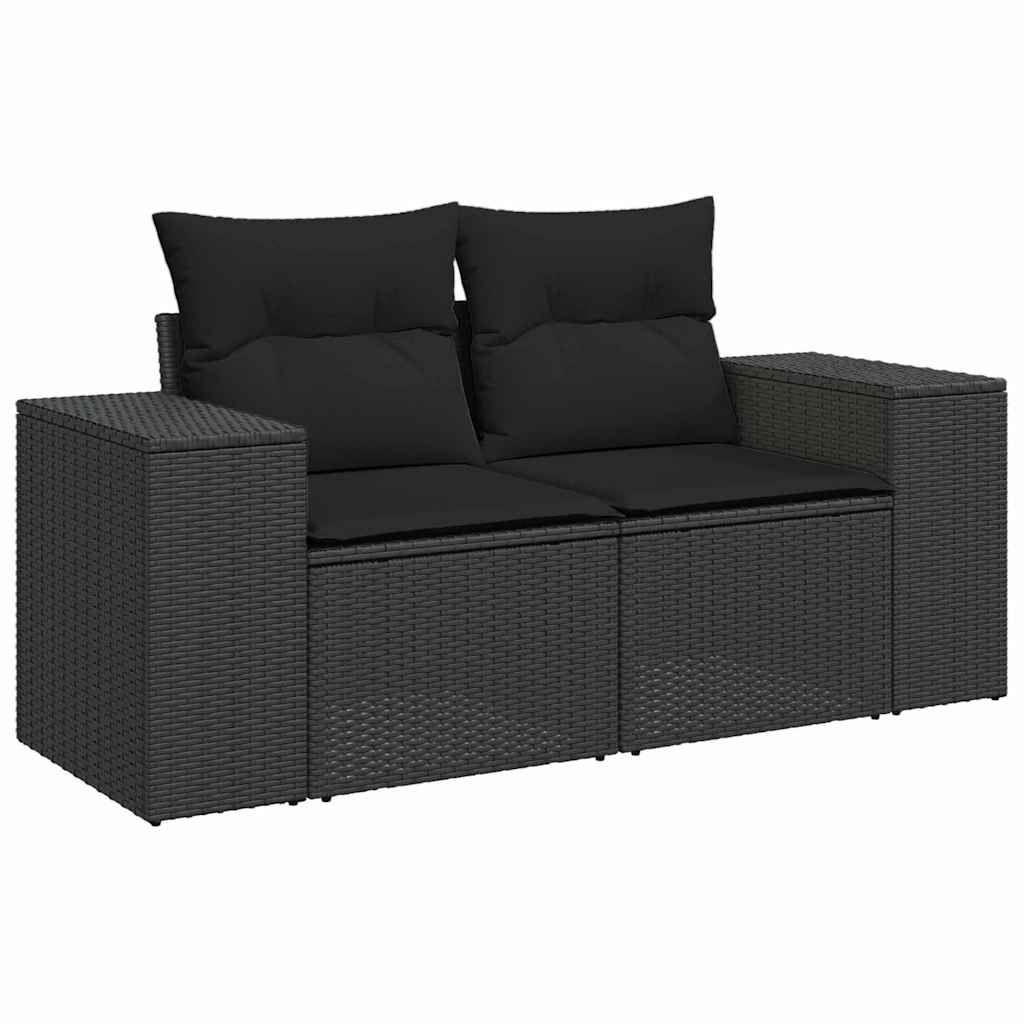Set Divano da Giardino 10 pcs Nero polyrattan - immagine 6