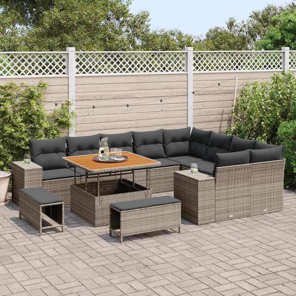 Set Divano da Giardino 12 pcs Grigio polyrattan - immagine 3
