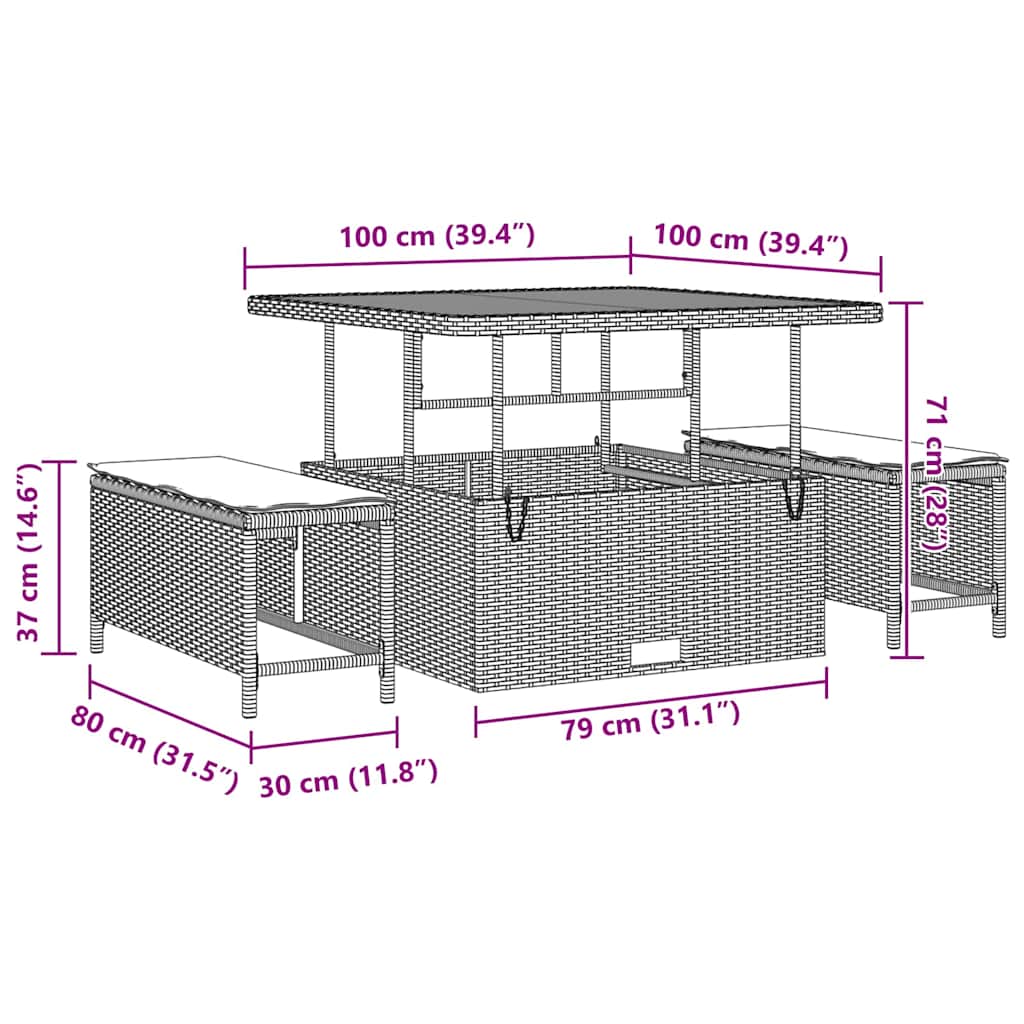 Set Divano da Giardino 13 pcs Nero polyrattan - immagine 9