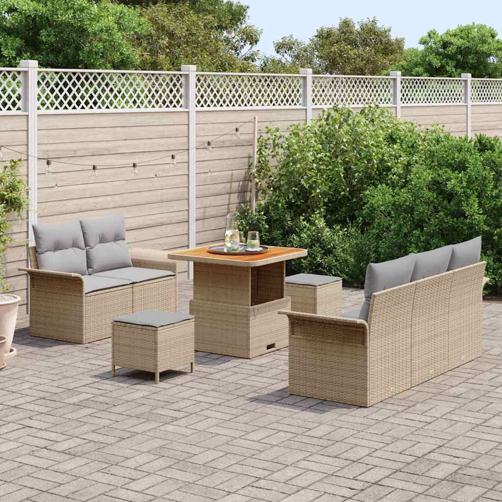 Set Divano da Giardino 8 pcs Nero polyrattan - immagine 3
