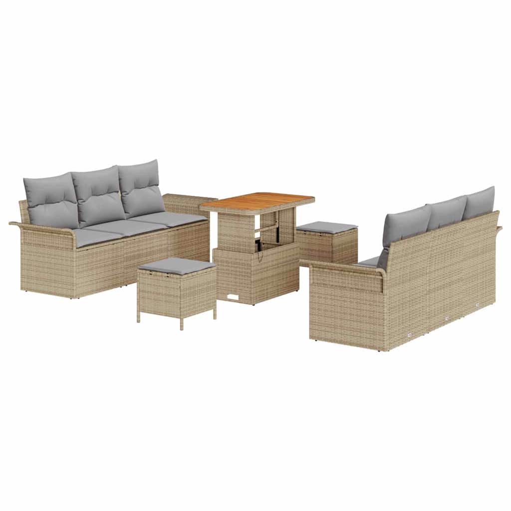 Set Divano da Giardino 9 pcs Beige polyrattan - immagine 2