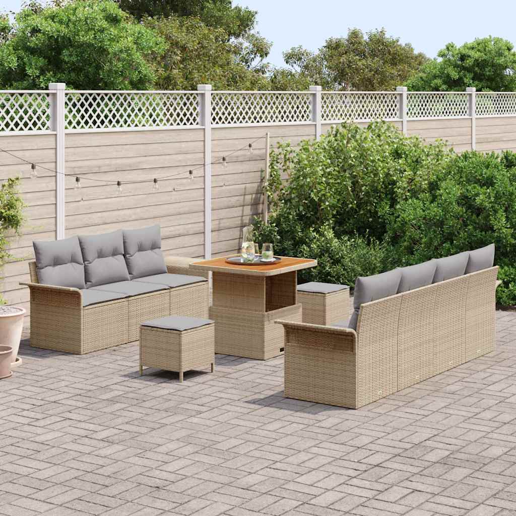 Set Divano da Giardino 10 pcs Nero polyrattan - immagine 3