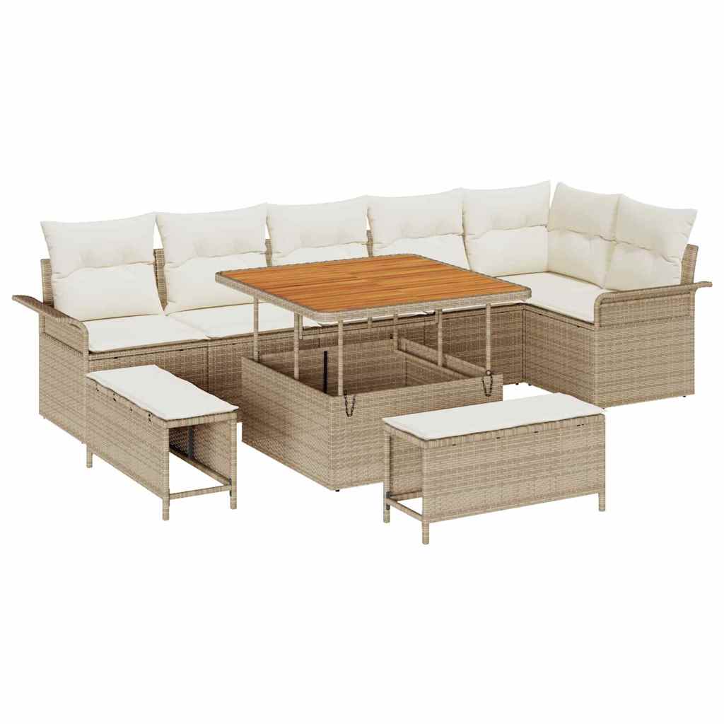 Set Divano da Giardino 9 pcs Beige polyrattan - immagine 2