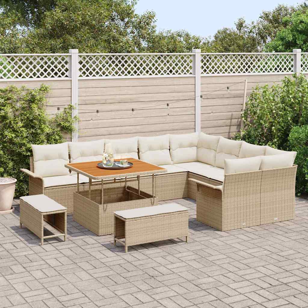 Set Divano da Giardino 12 pcs Beige polyrattan - immagine 3