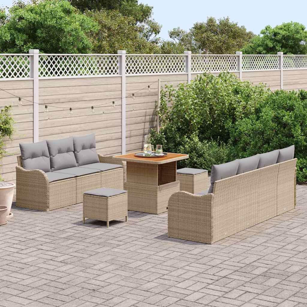 Set Divano da Giardino 10 pcs Beige polyrattan - immagine 3