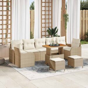 Set Divano da Giardino 10 pcs Beige polyrattan