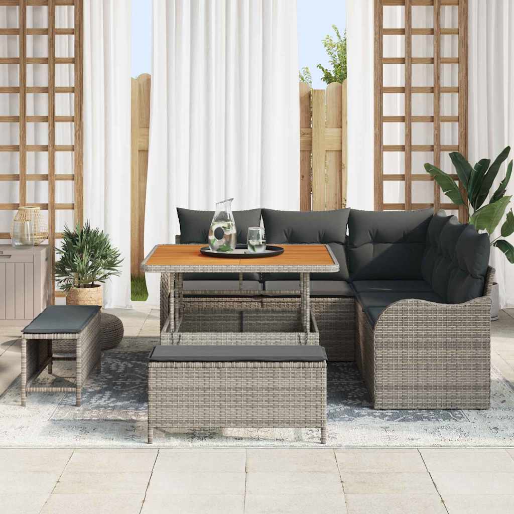 Set Divano da Giardino 8 pcs Nero polyrattan - immagine 3