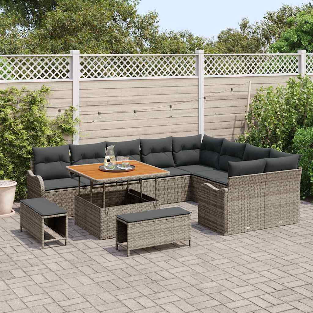 Set Divano da Giardino 12 pcs Beige polyrattan - immagine 3