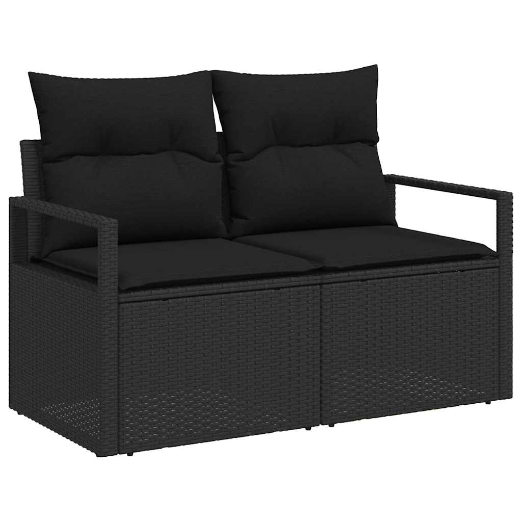 Set Divano da Giardino con cuscino 12 pcs Nero Poly Rattan - immagine 6