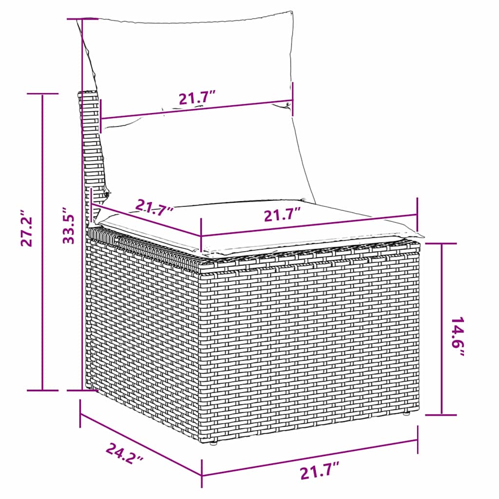 Set Divano da Giardino con cuscino 9 pcs Nero Poly Rattan - immagine 9