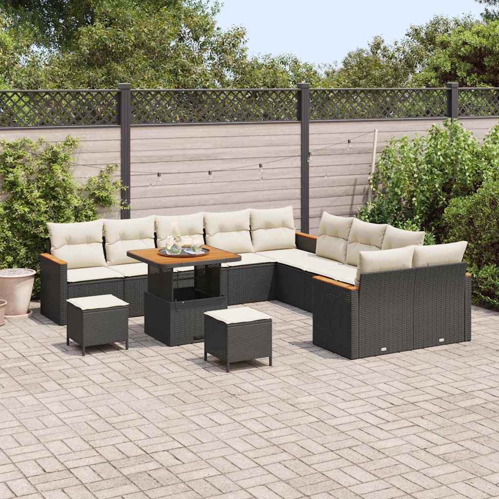 Set Divano da Giardino con cuscino 13 pcs Grigio Poly Rattan - immagine 3