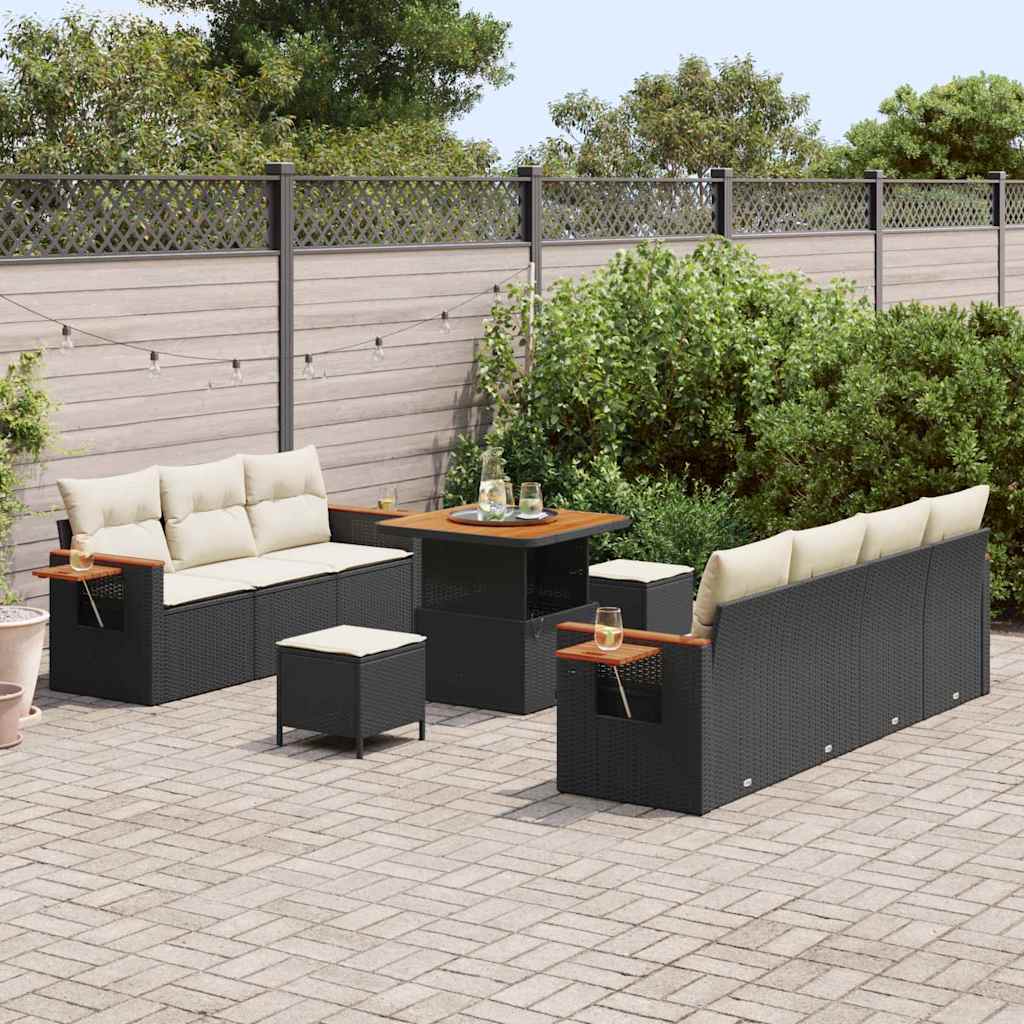 Set Divano da Giardino 10 pcs Nero e crema 80 x 80 x 71 cm - immagine 3