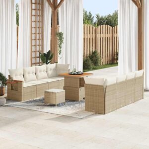 Set Divano da Giardino 11 pcs beige e panna 80 x 80 x 71 cm