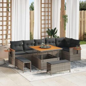 Set Divano da Giardino 9 pcs Grigio 100 x 100 x 71 cm