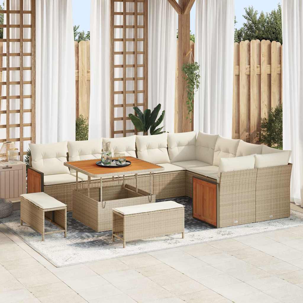 Set Divano da Giardino 12 pcs beige e panna 100 x 100 x 71 cm