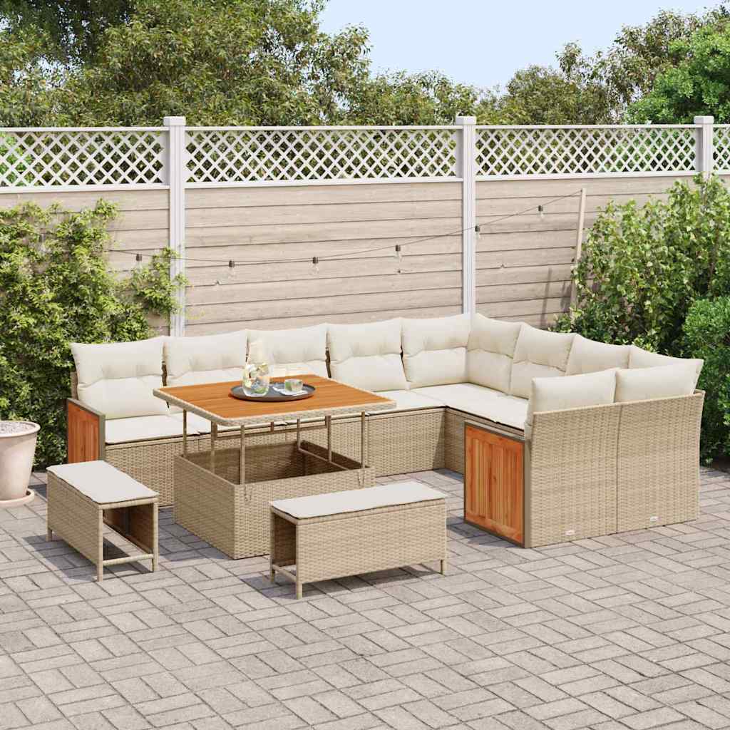 Set Divano da Giardino 12 pcs beige e panna 100 x 100 x 71 cm - immagine 3