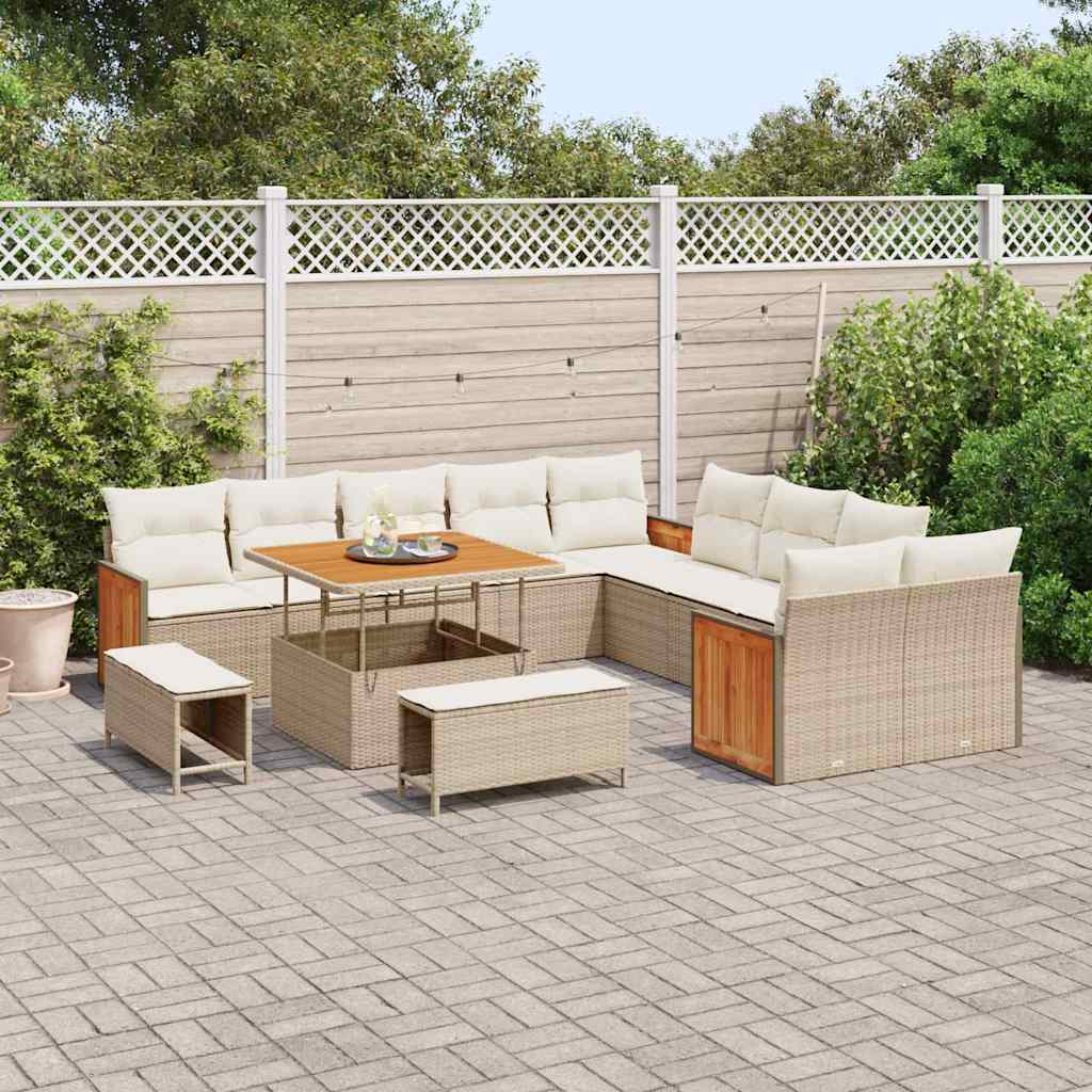Set Divano da Giardino 13 pcs beige e panna 100 x 100 x 71 cm - immagine 3