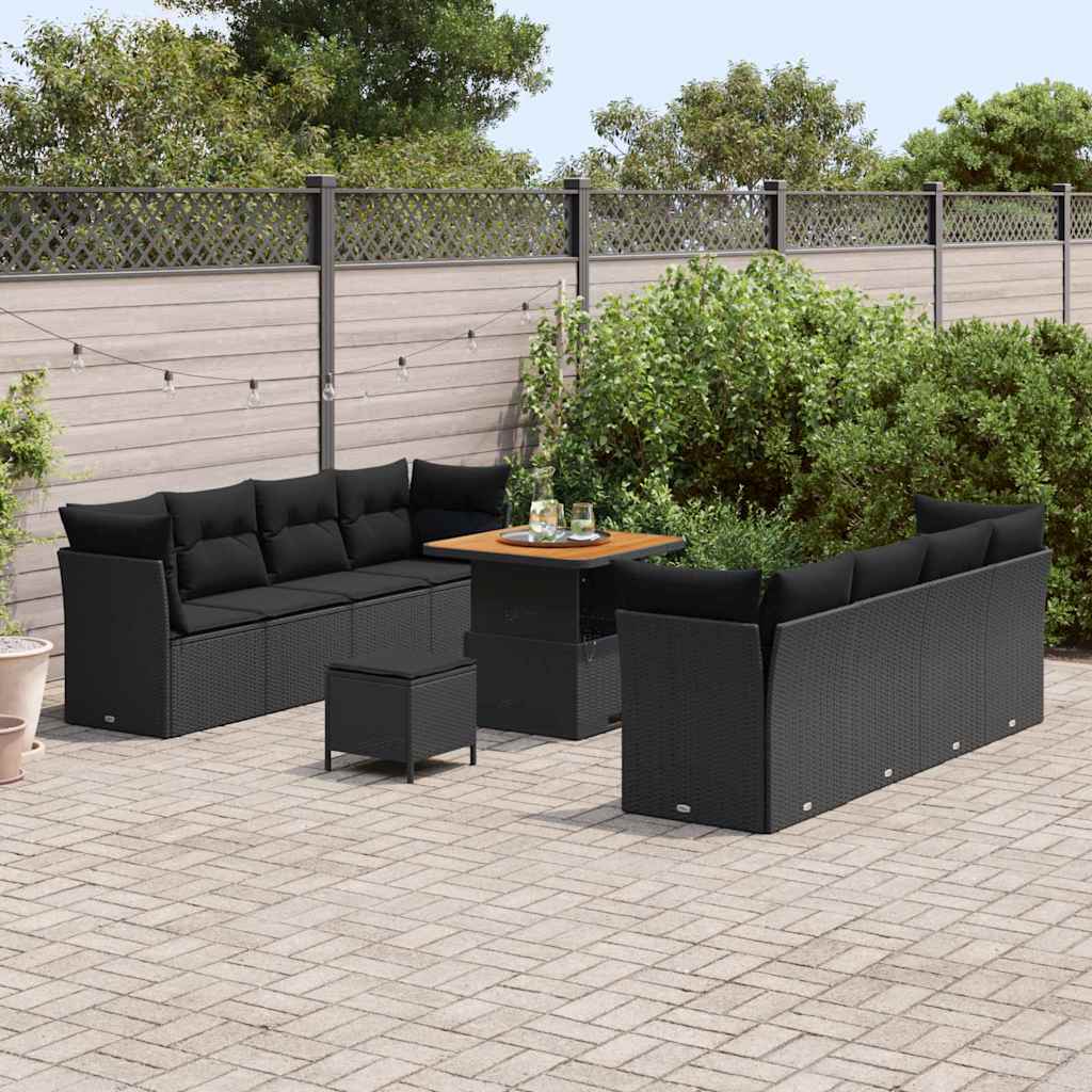 Set Divano da Giardino con cuscino 11 pcs Nero 80 x 80 x 71 cm - immagine 3
