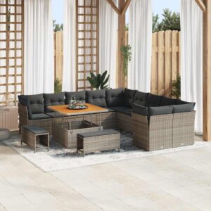 Set Divano da Giardino 13 pcs Grigio 100 x 100 x 71 cm