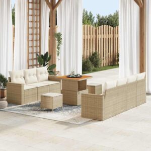 Set Divano da Giardino 10 pcs beige e panna 80 x 80 x 71 cm
